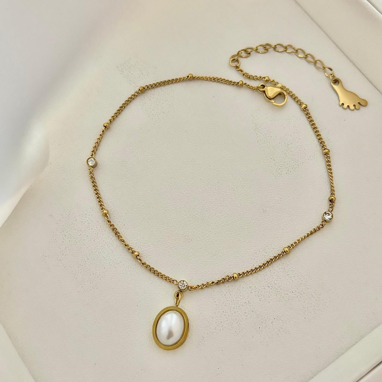 Adora Cz Anklet -Oval Charm