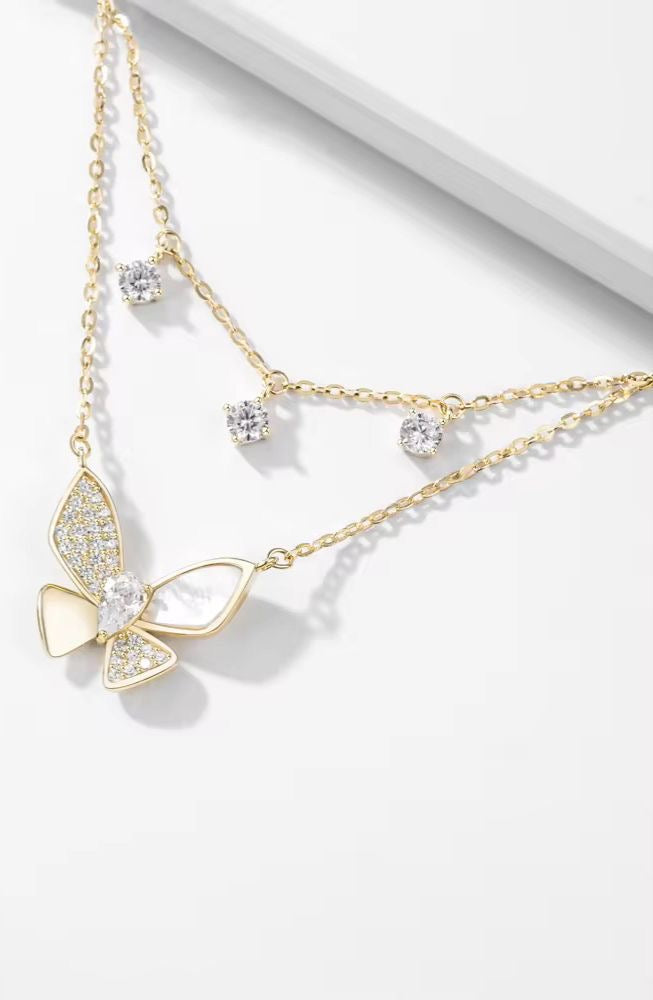 Flutter Layered Cz Charm Glimmer Necklace