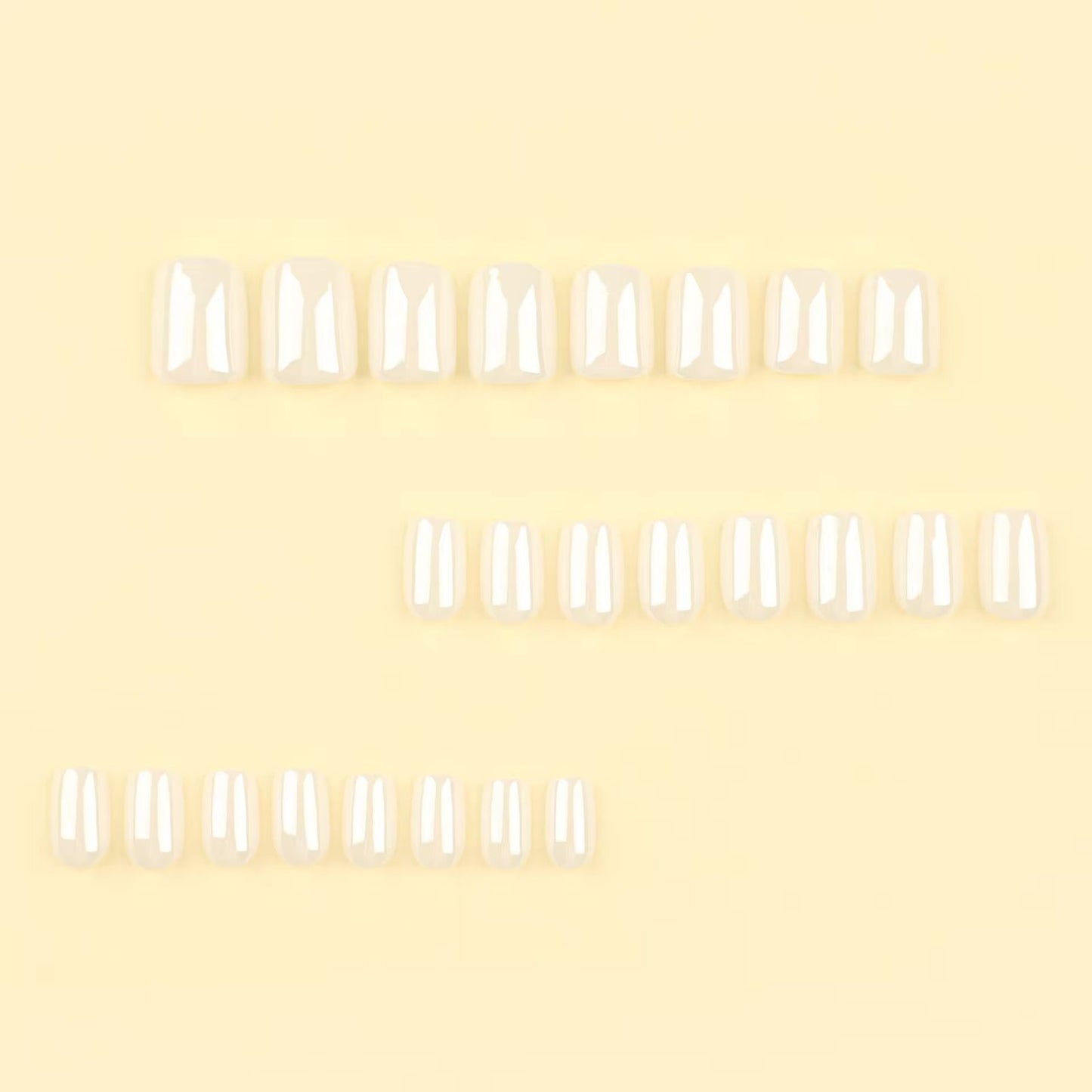 White Glazed Gel Press On Squaroval Nails