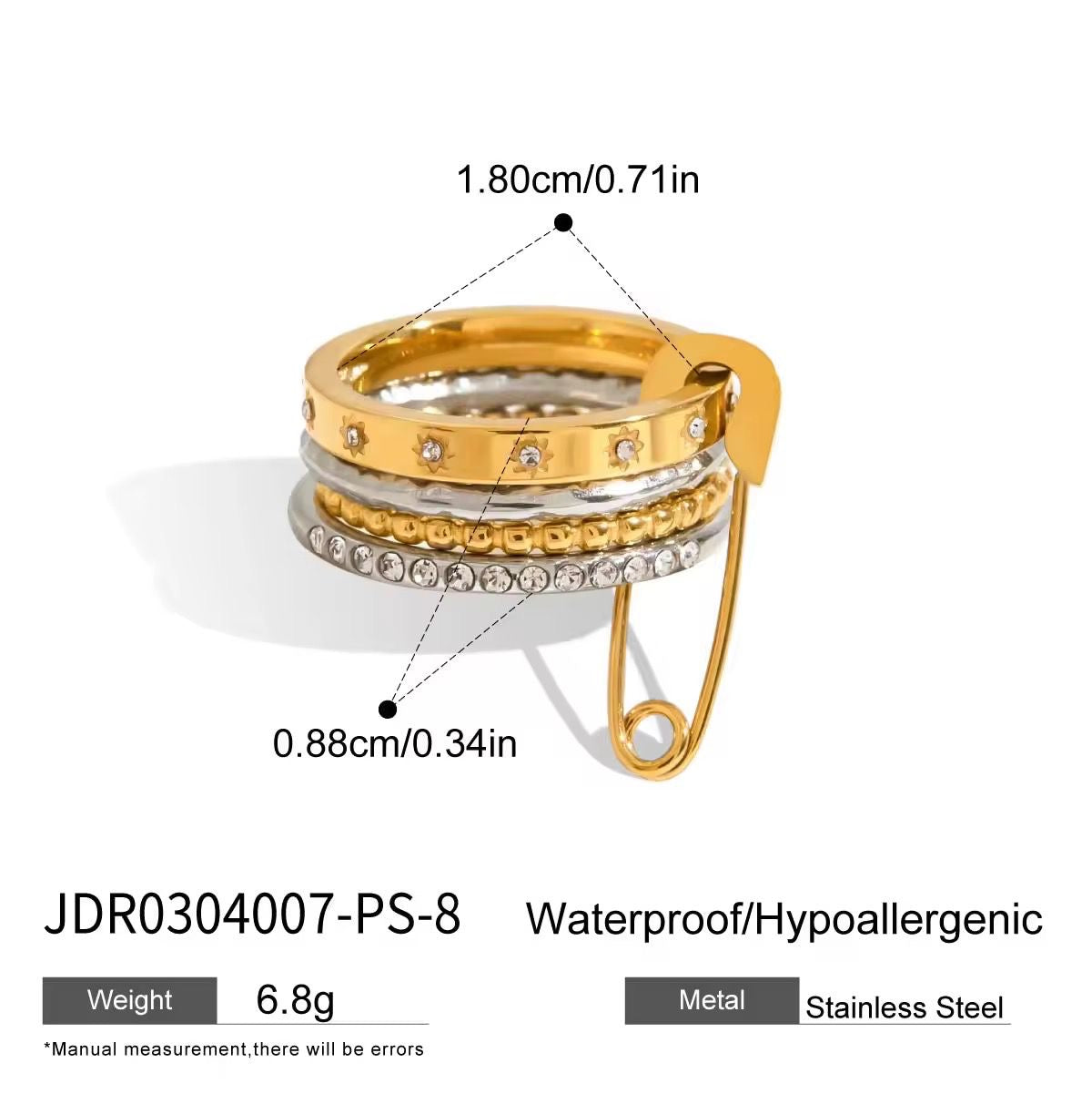 LUX Pave Pin Stacker Ring