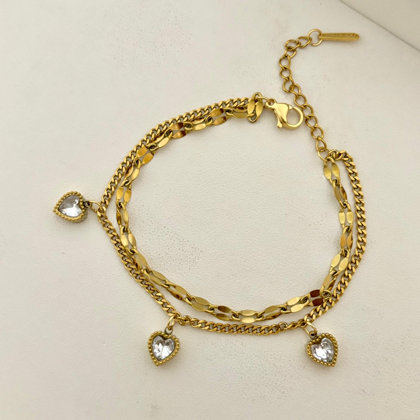 Esme Heart Charm Layered Bracelet