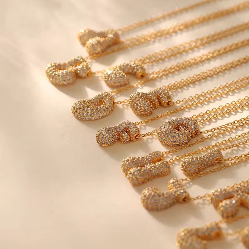 Paved Puffy Initial Necklace 2.0