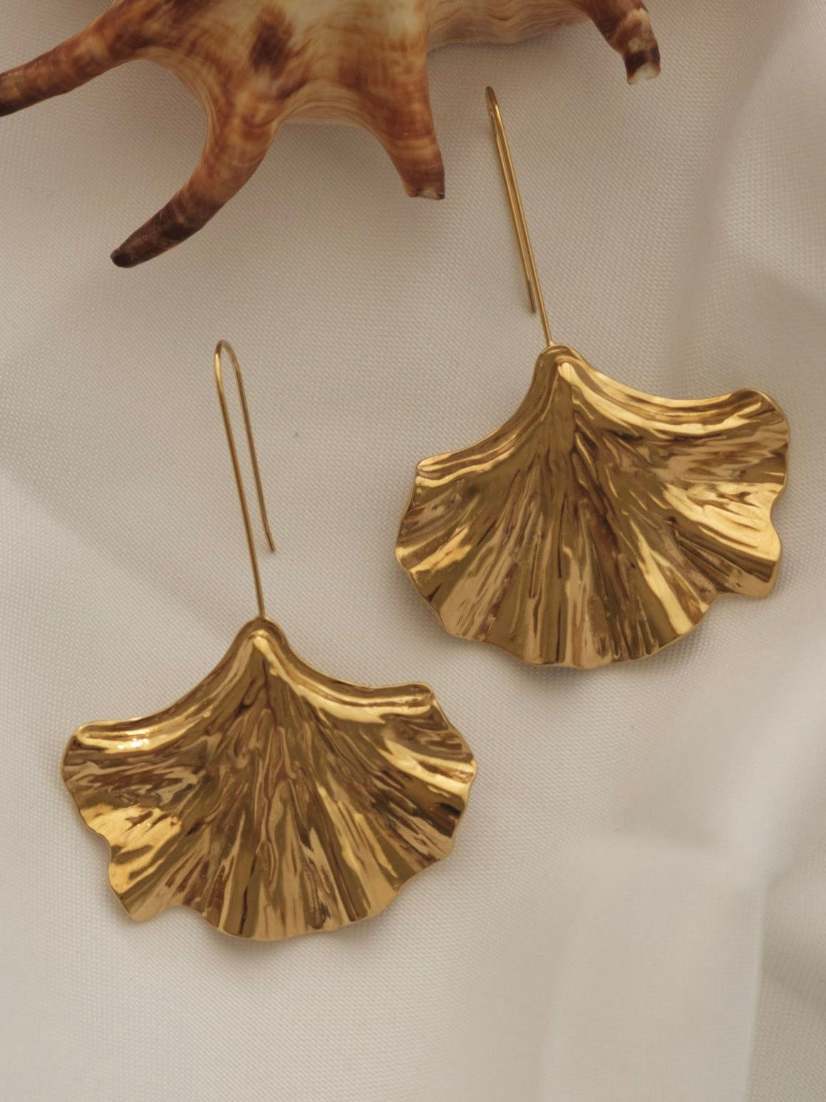 Crinkle Leaf Earrings