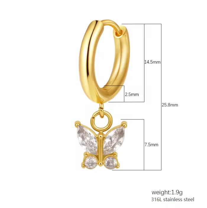 Glass Wings Charm Hoops