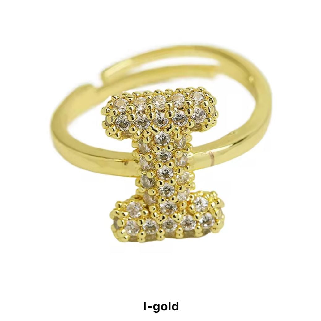 Paved Puffy Initial Rings