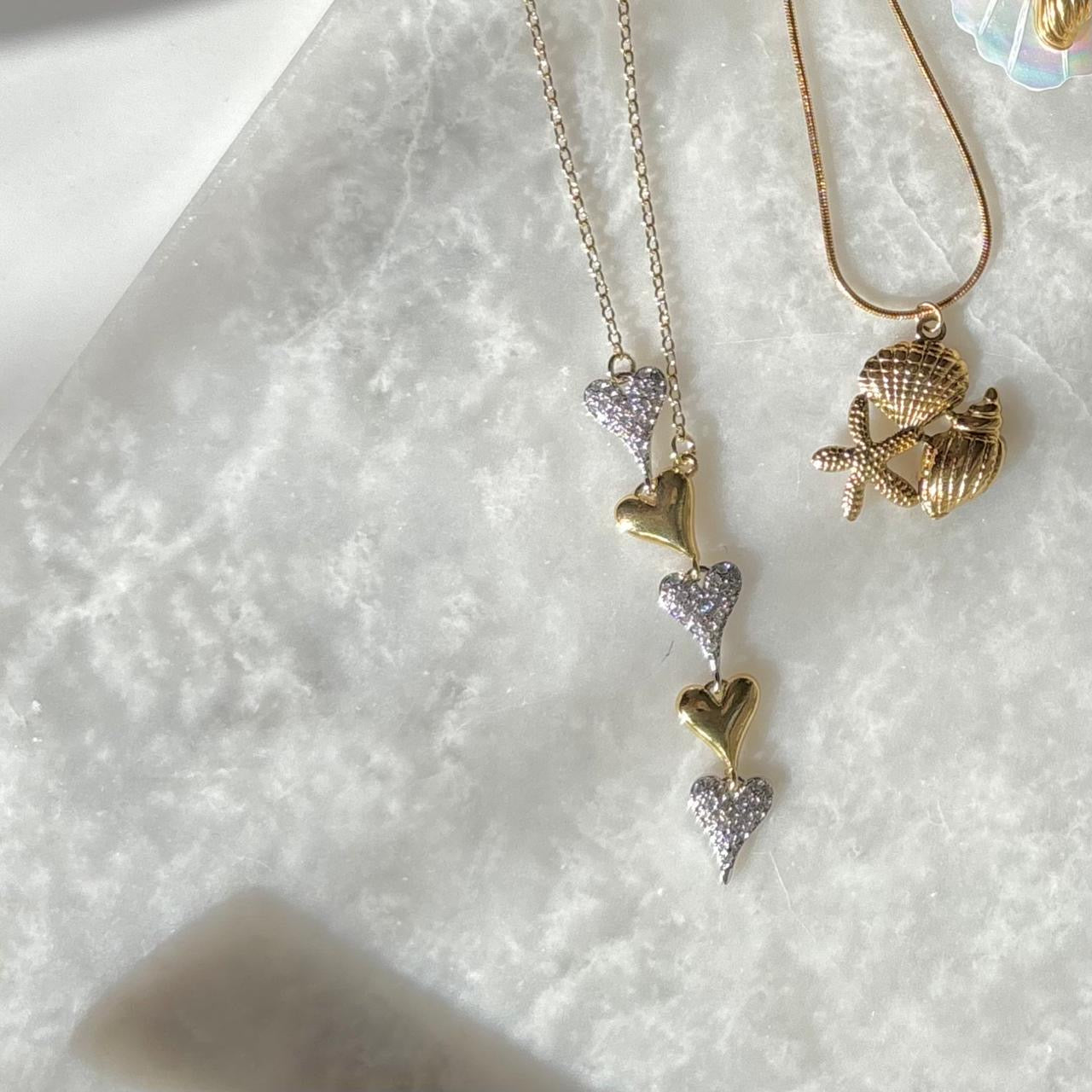 Esme Heart Diamante Lariat Necklace