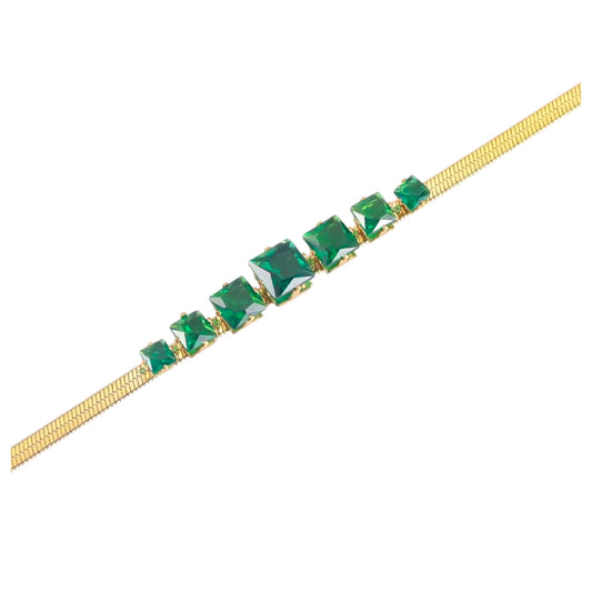Bezel Emerald Anklet