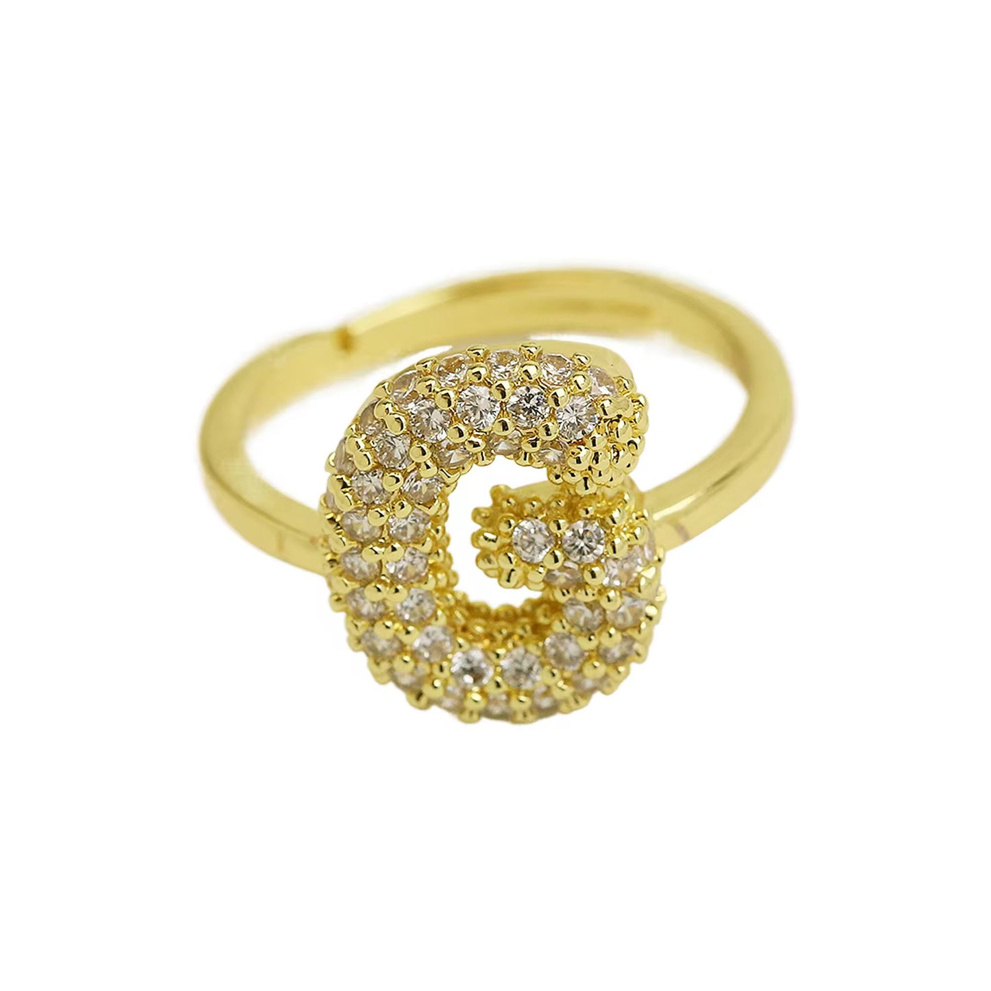 Paved Puffy Initial Rings