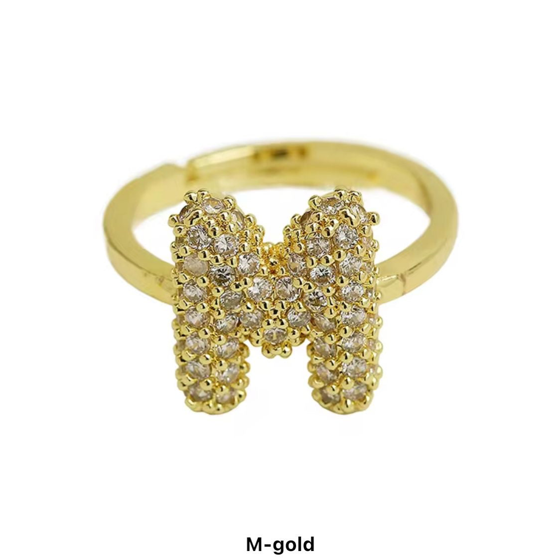 Paved Puffy Initial Rings