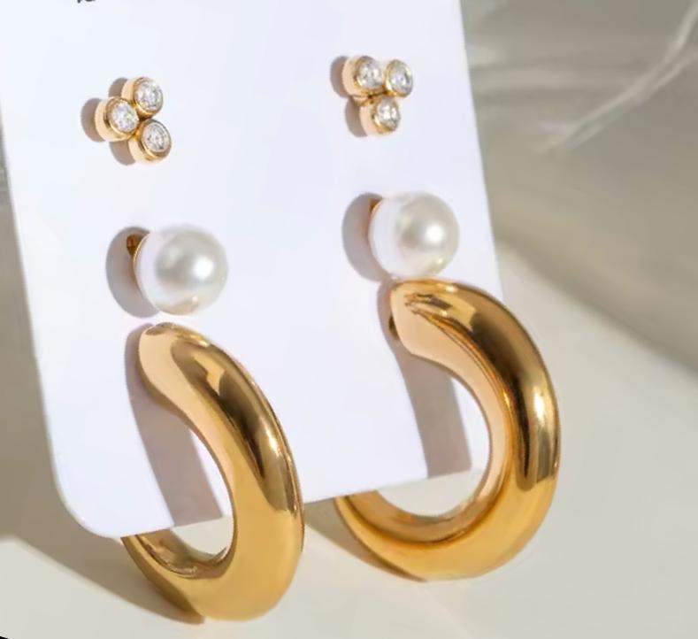 Timeless Essential Studs Set-18K | Set Of Three