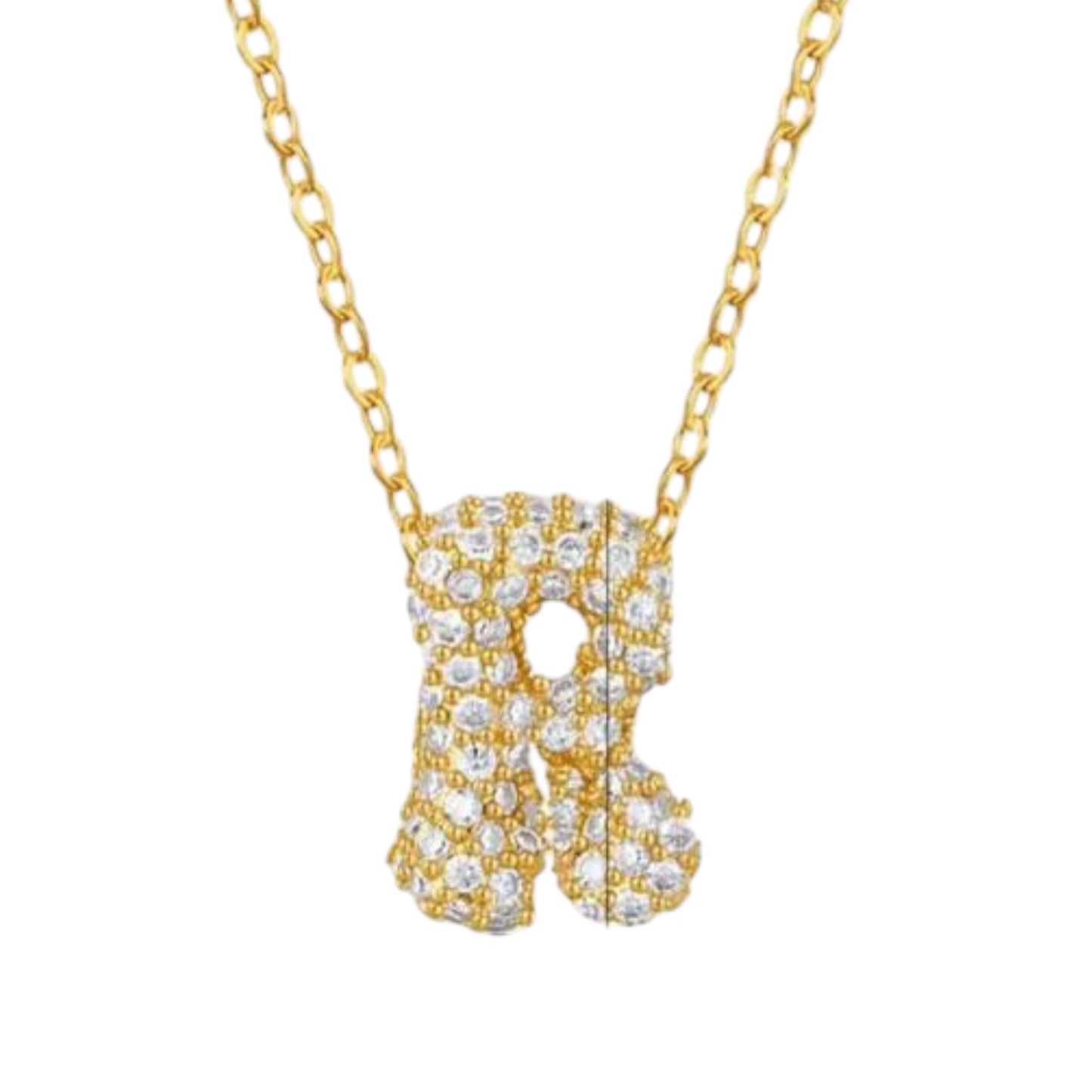 Paved Puffy Initial Necklace 2.0
