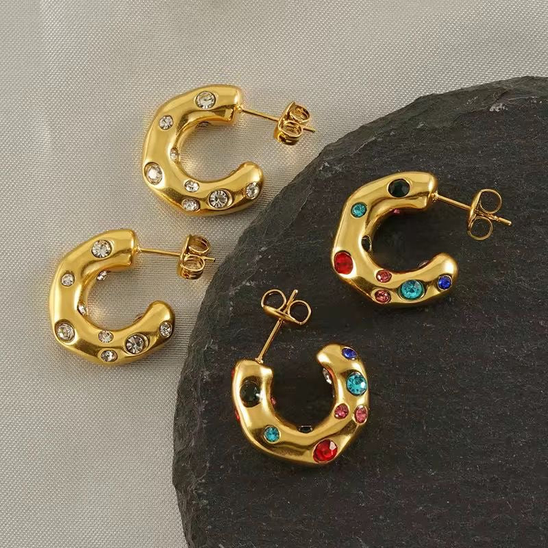 Multi Cz Hammered Luxe Hoops