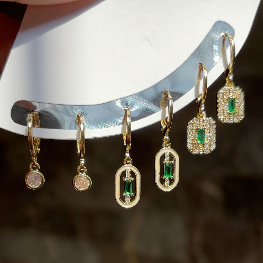 Diamantés Gem Hoops & Huggies Set