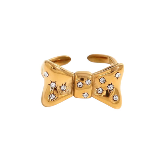 Bow Glitz Ring -Zircon Encrusted