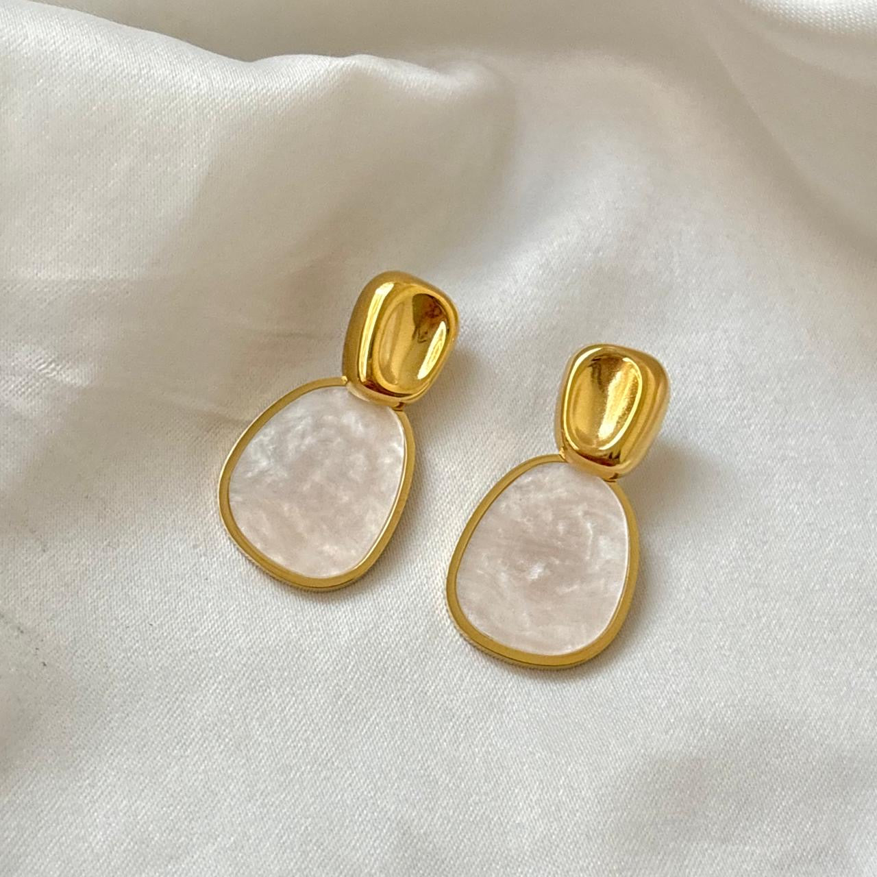 Diana Drops Studs -Shell