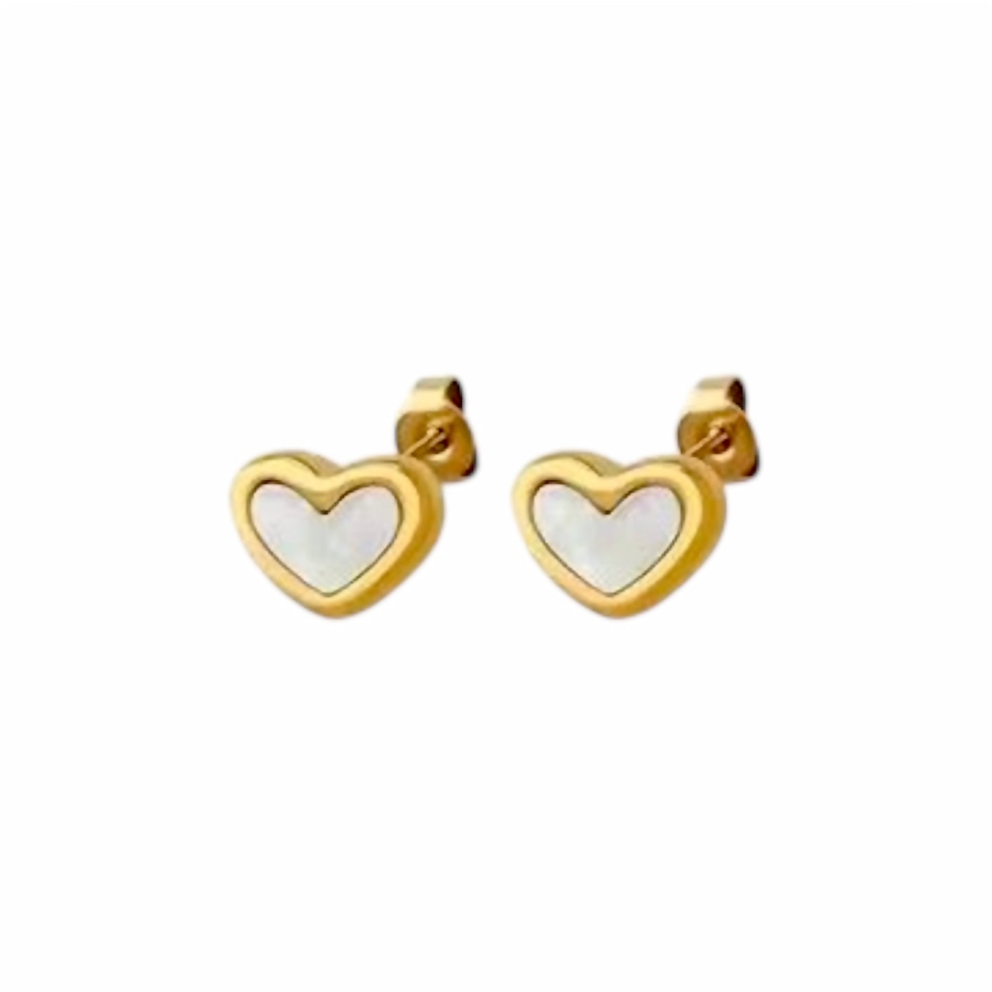 Cheryl Shell-Pearl Heart Studs -18K