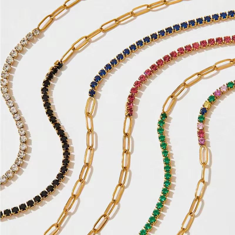 Missy Diamante X Link Anklet -Black