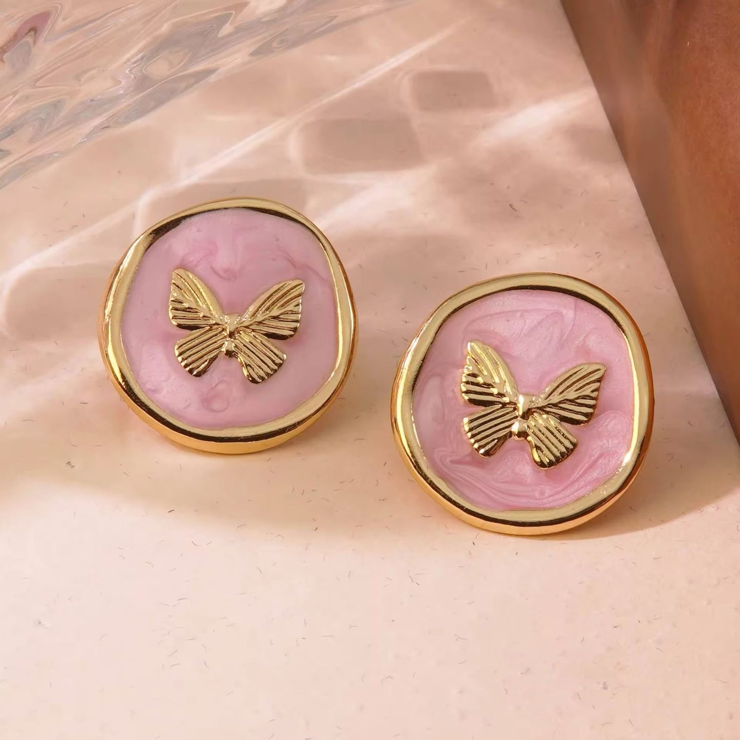 Fairycore Flutter Studs -18K | Pink
