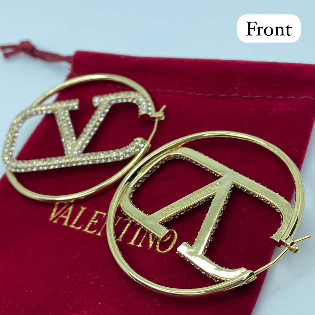 Luxurious V-Swarovski Crystal Signature Large Hoops -22K
