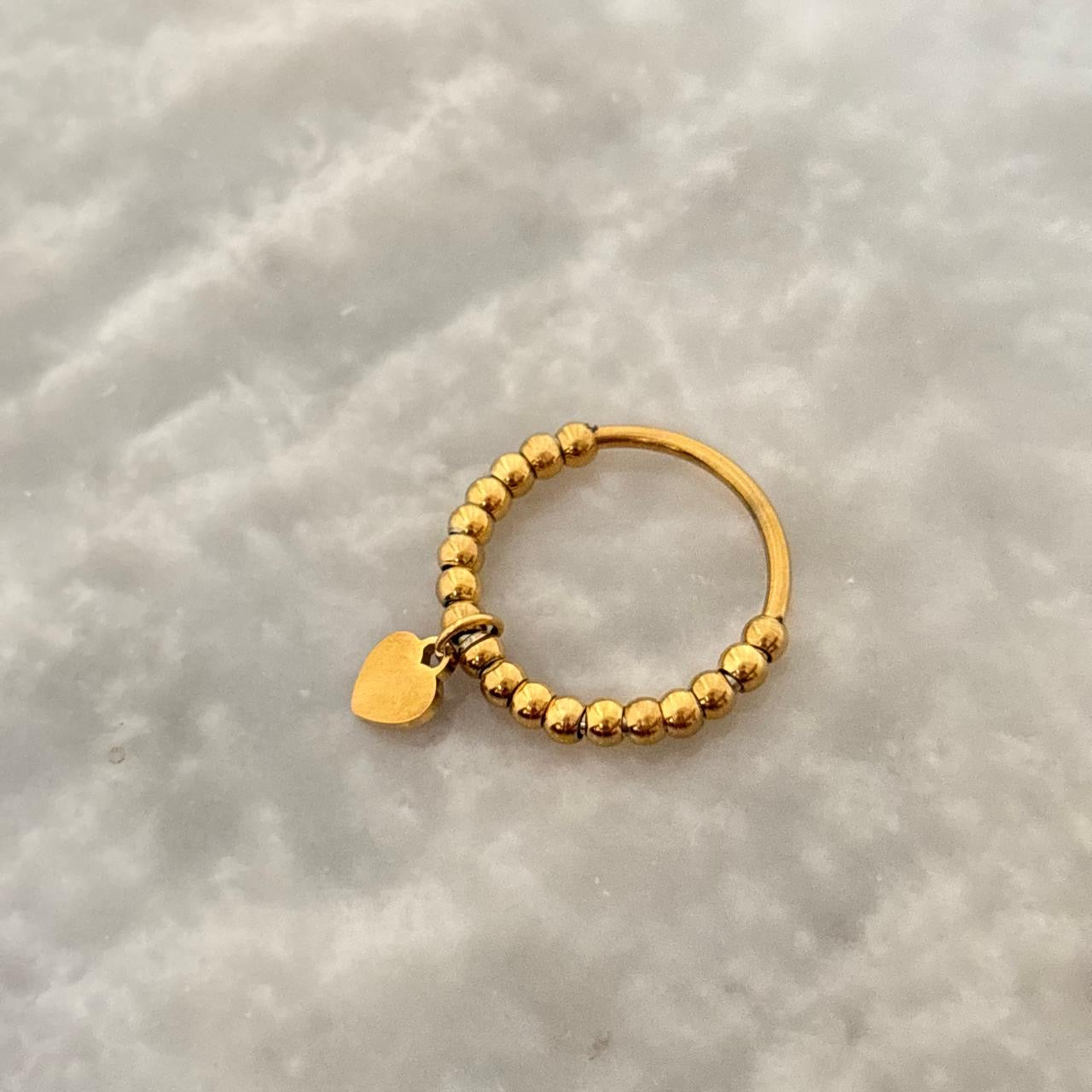 Dainty Heart Charm Ring -Pink X Gold