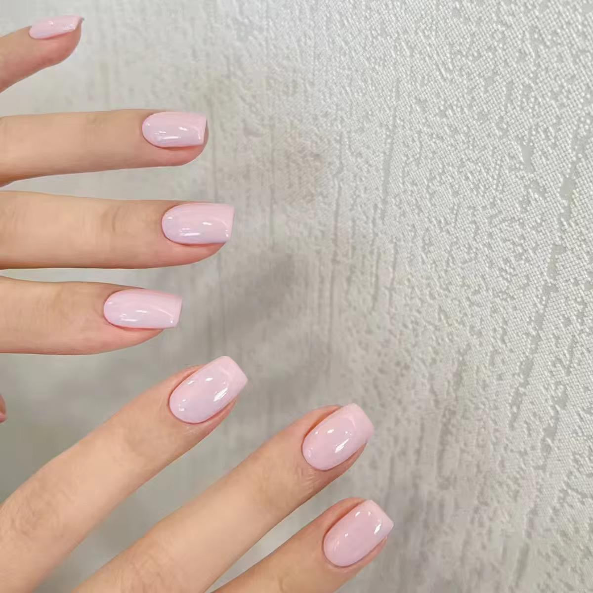 Baby Pink Gel Press On Squaroval Nails