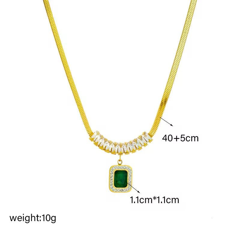 Amber Emerald Necklace -18K