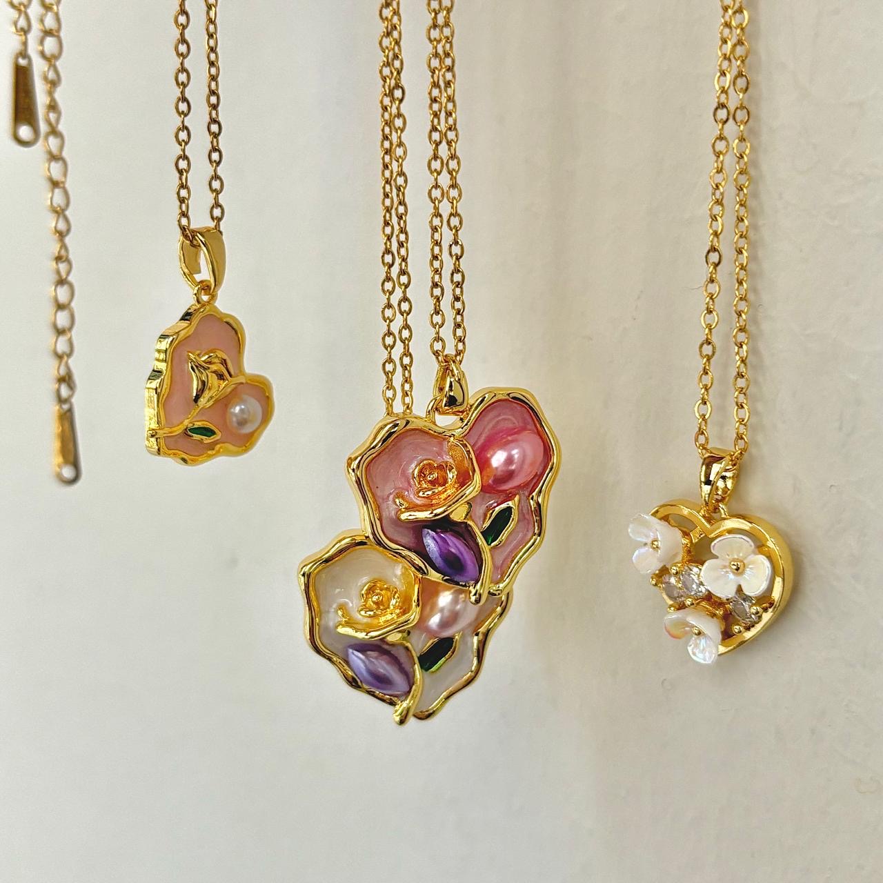 Cottage Core Necklace -18K | Hand Painted