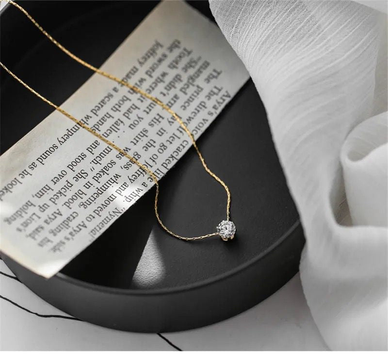 Diamond Solitaire 6 Claws Necklace