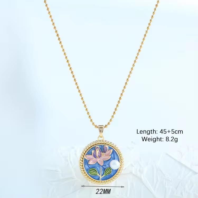 Midnight Flora Necklace -Hand Painted