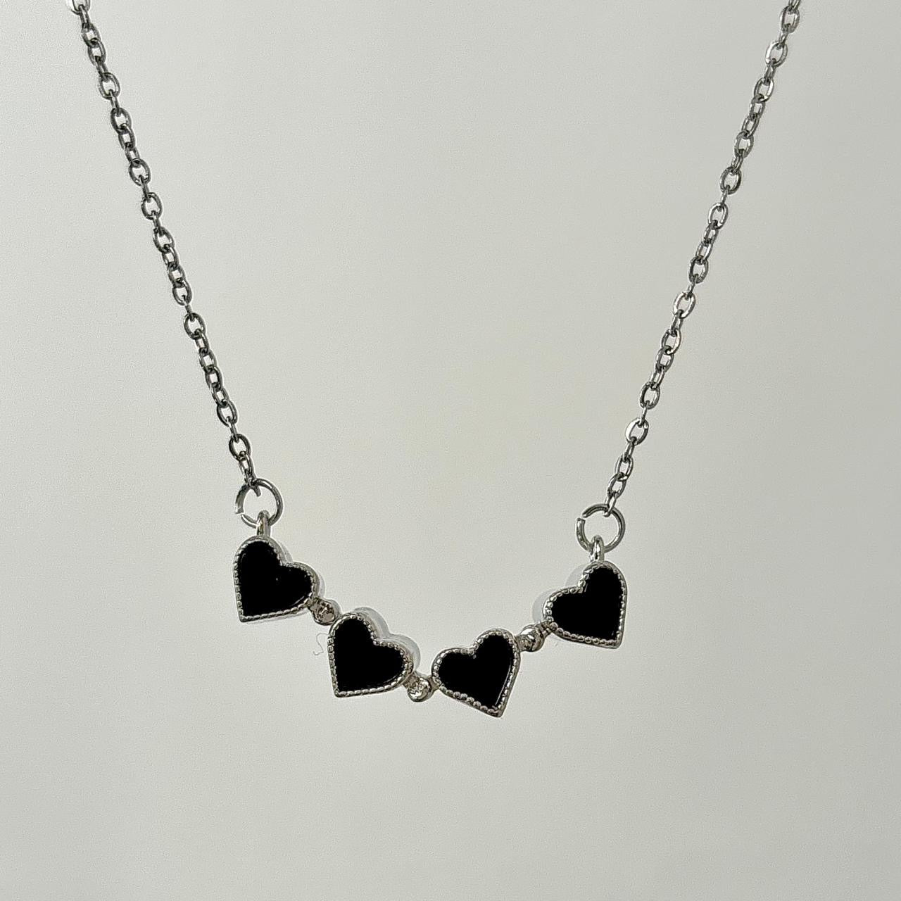 Petite Heart Silver X Black Four Way Necklace - Double Sided X Magnetic
