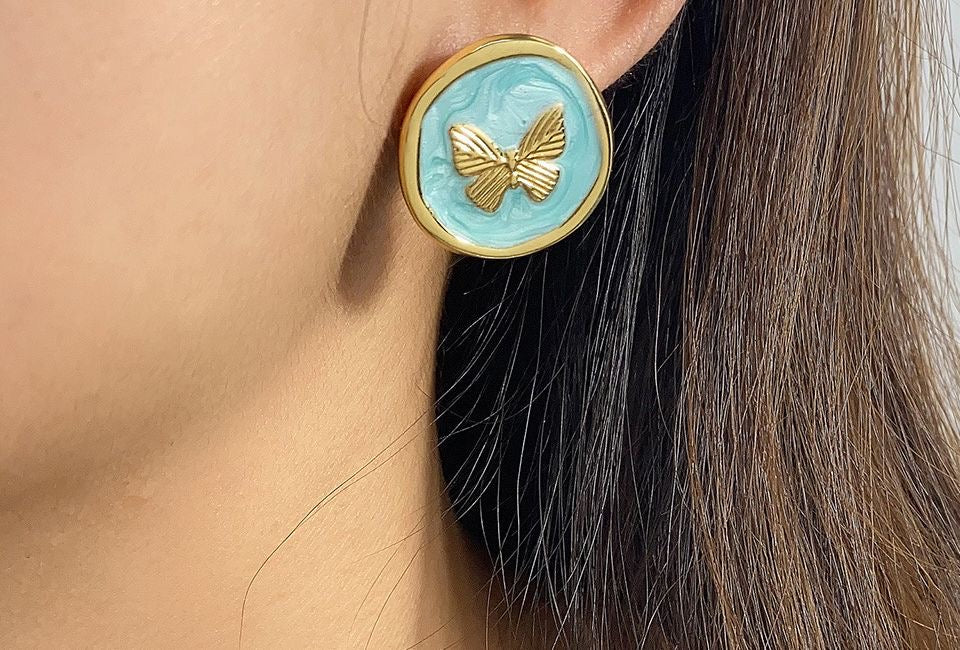 Fairycore Flutter Studs -18K | Baby Blue