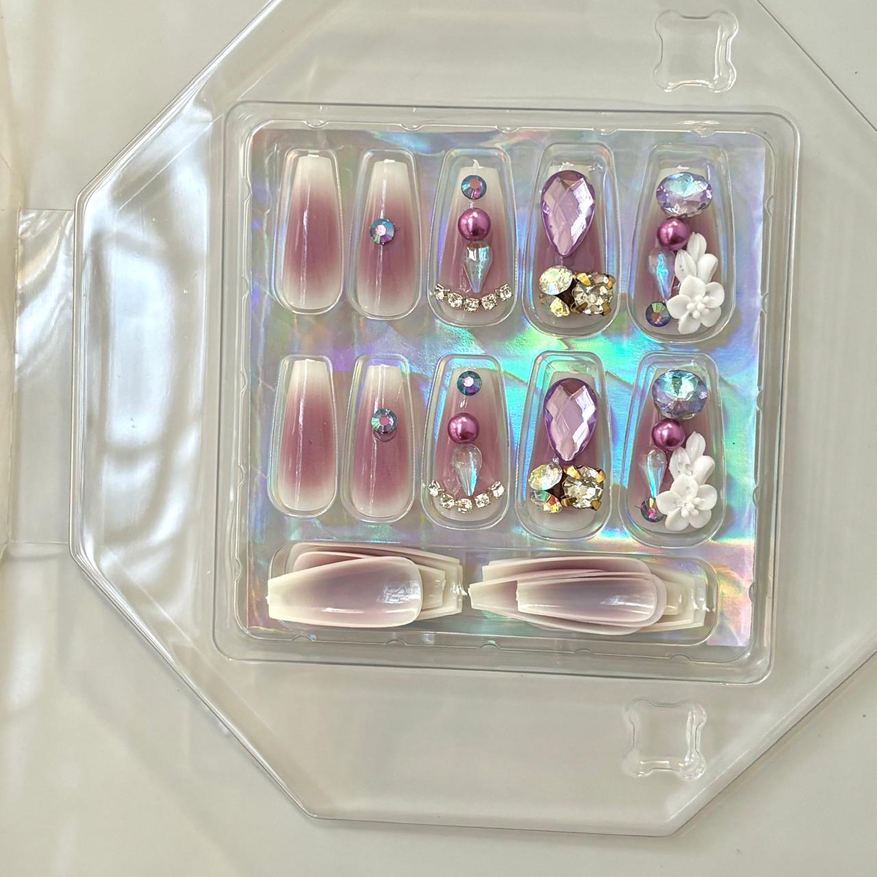 Mauve Ombre Bling Rhinestone Press On Nails