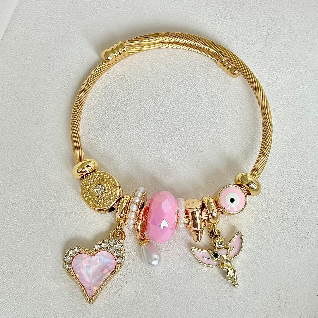 Dream Catcher Pixie Charm Bracelet -Pink