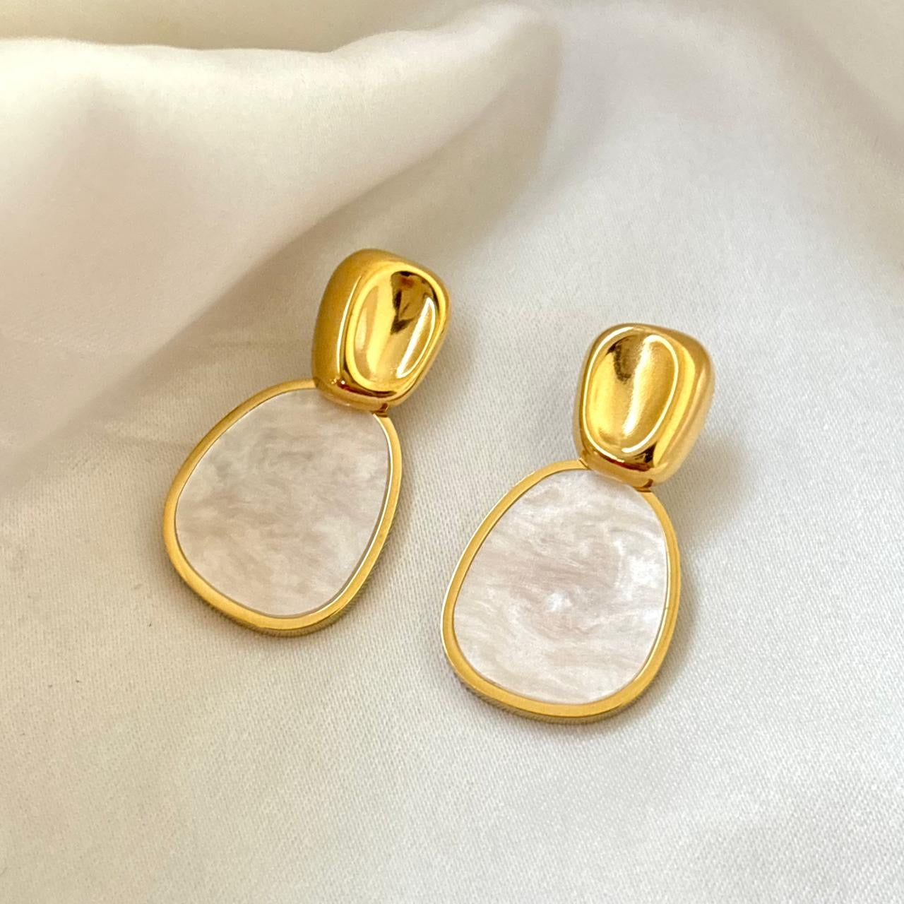 Diana Drops Studs -Shell