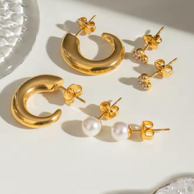 Timeless Essential Studs Set-18K | Set Of Three