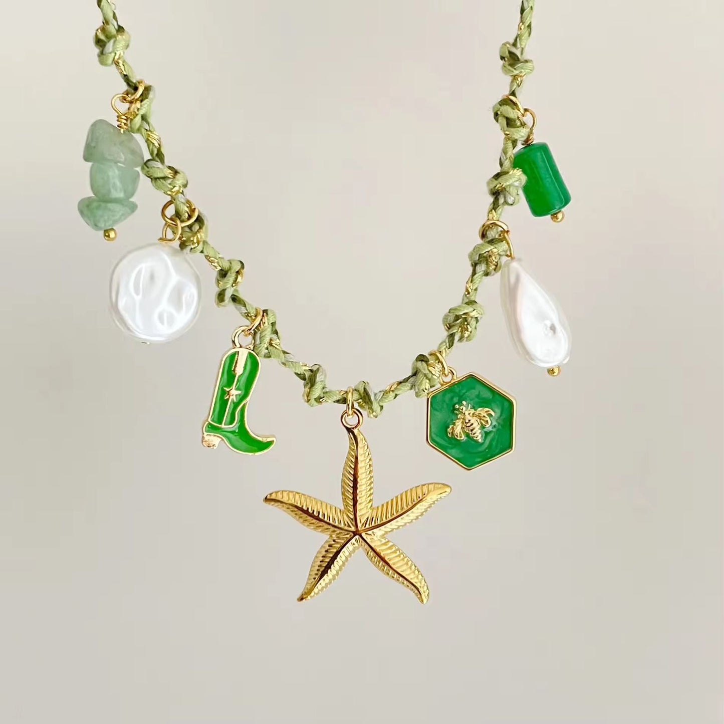 Lime Boujee Charm Cord Necklace