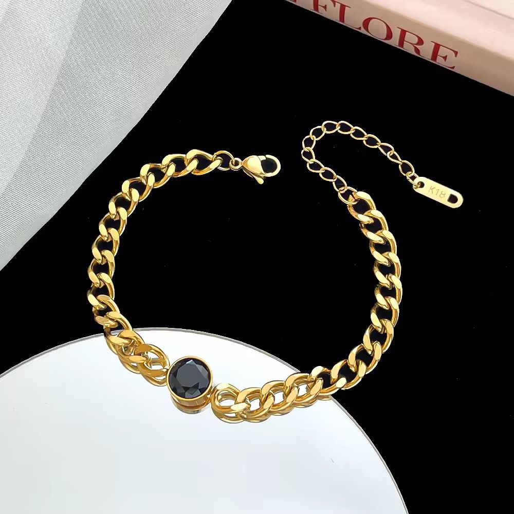 Peridot Curb Bracelet -18K