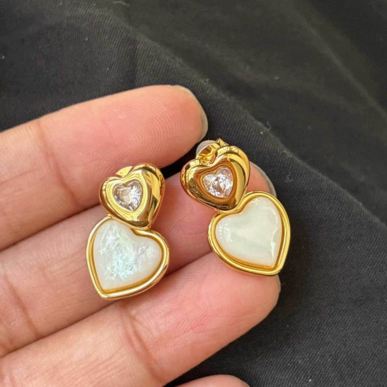 Opals Diamond Heart Studs