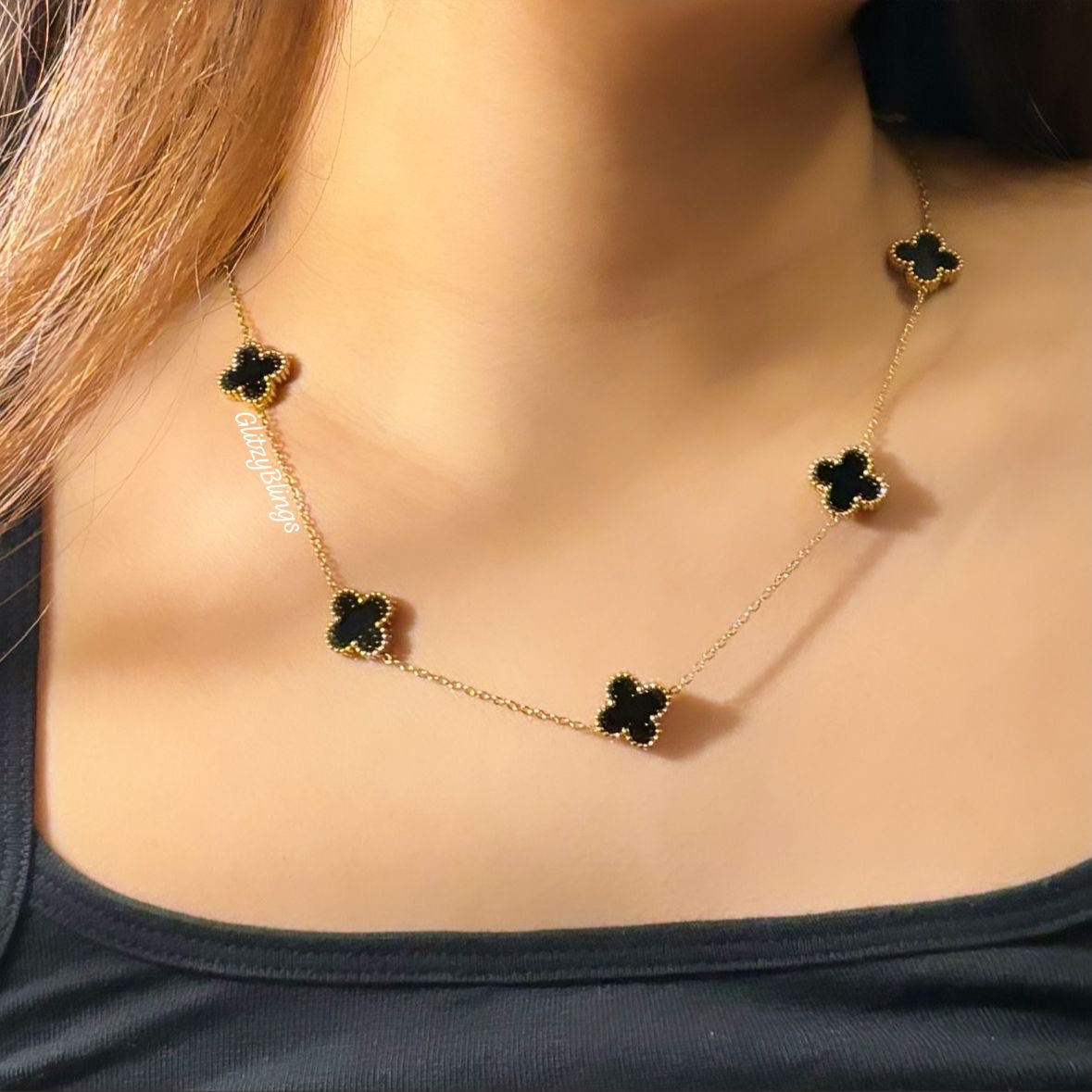 Luxe Black 7 Motifs Clover Necklace -Limited Edition