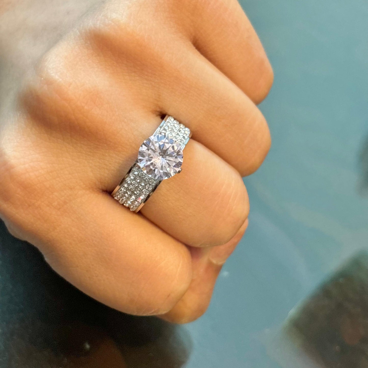 LUX Cluster Diamond Ring -Silver