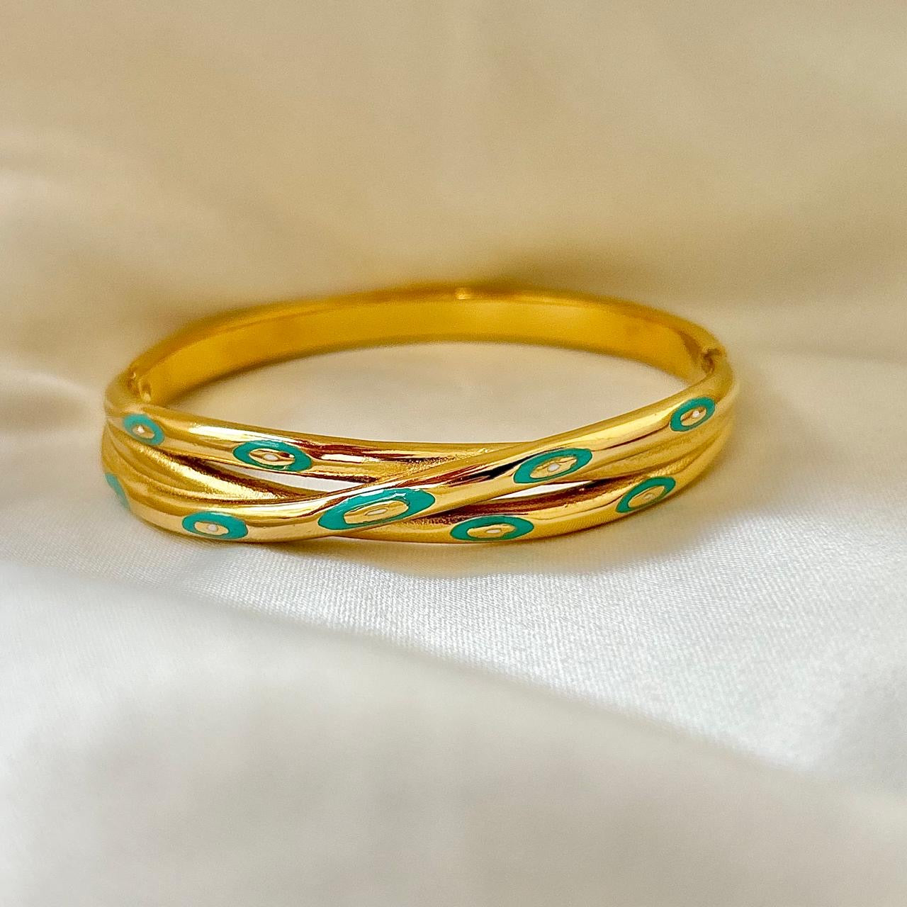Turquoise Eye Twisted Bracelet -18K