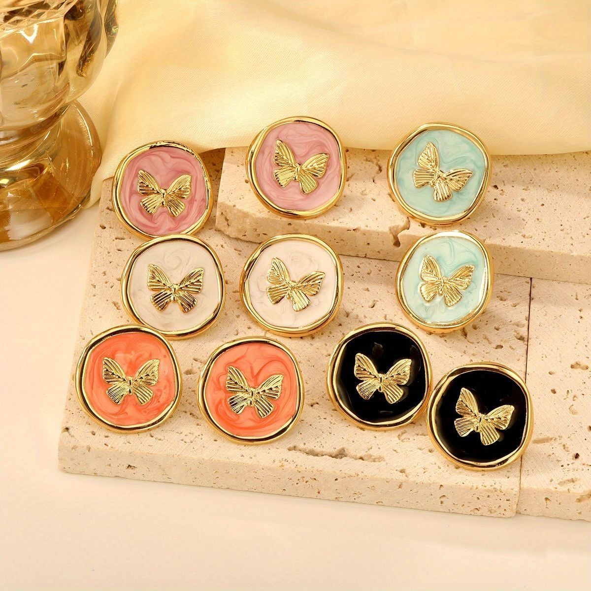 Fairycore Flutter Studs -18K | White