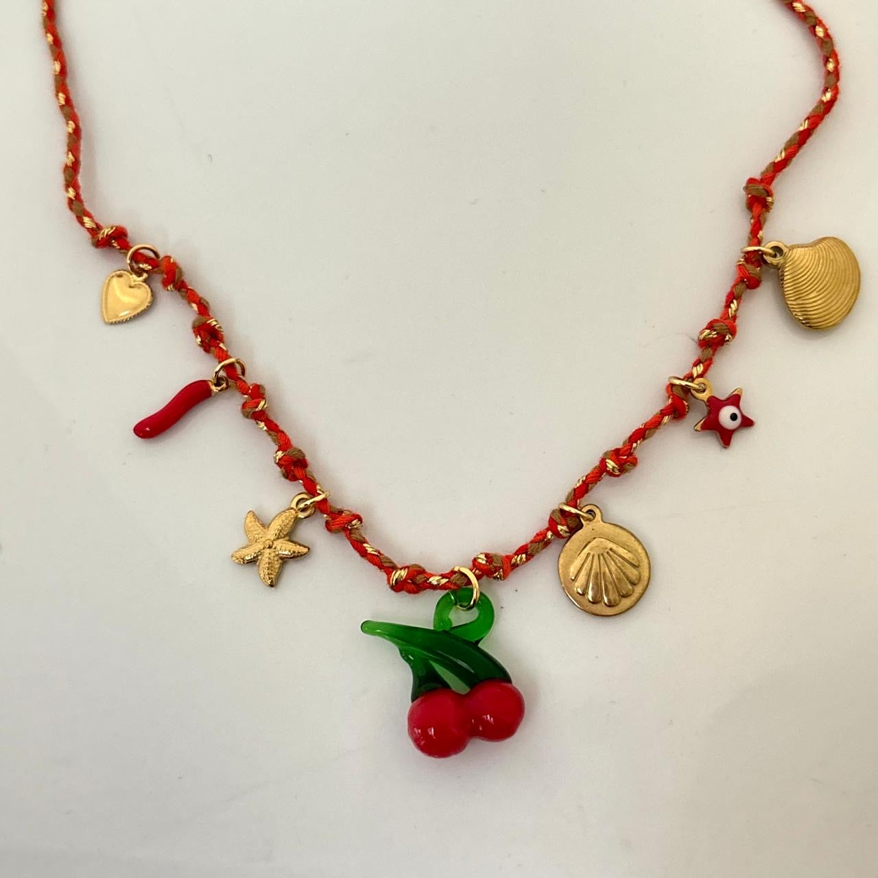 Cherry Cola Charm Cord Necklace