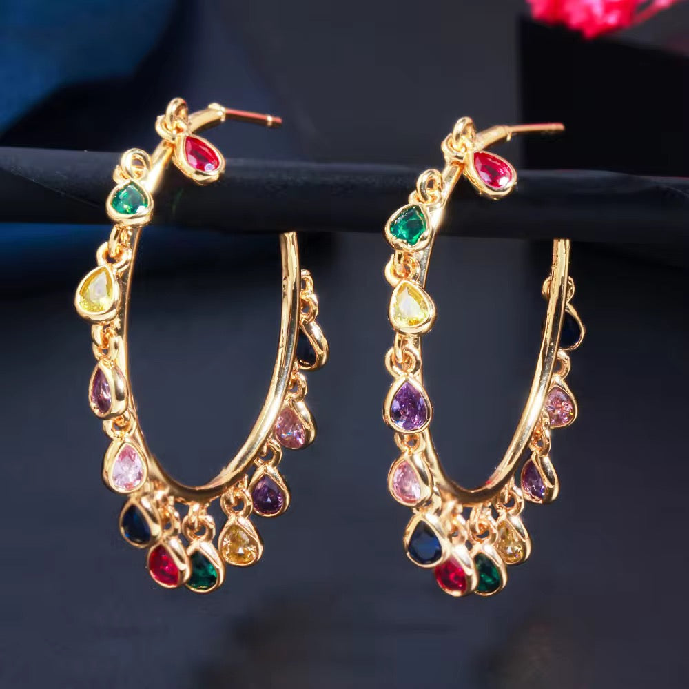 Petite Moment Cz Charm Hoops