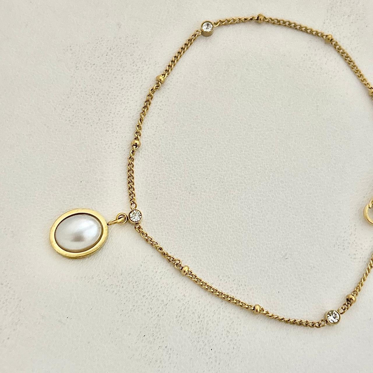 Adora Cz Anklet -Oval Charm