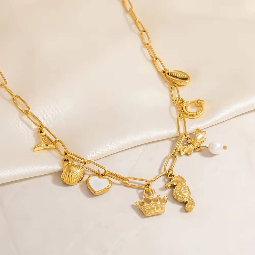 Golden Gleamy Charm Necklace