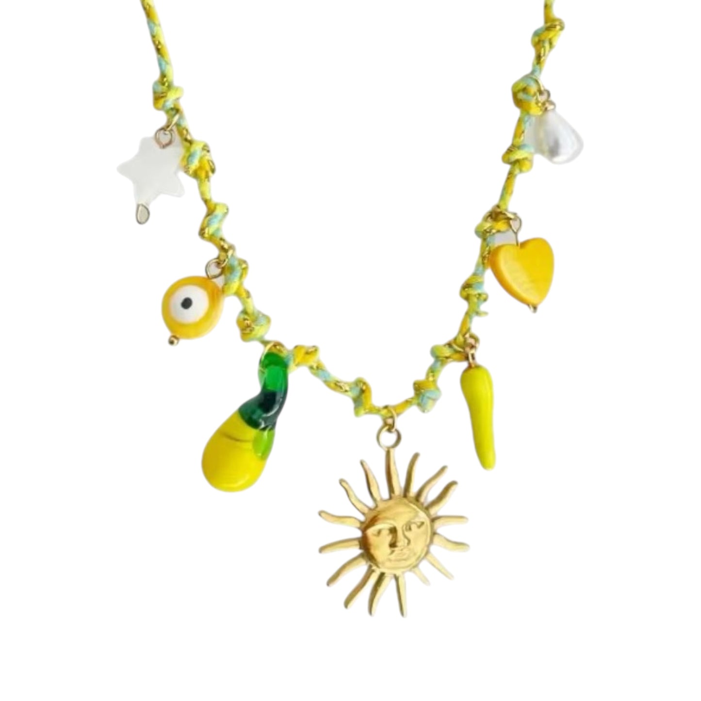 Summer Lime Charm Cord Necklace