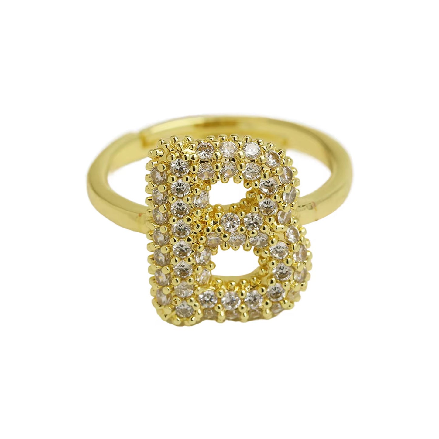 Paved Puffy Initial Rings