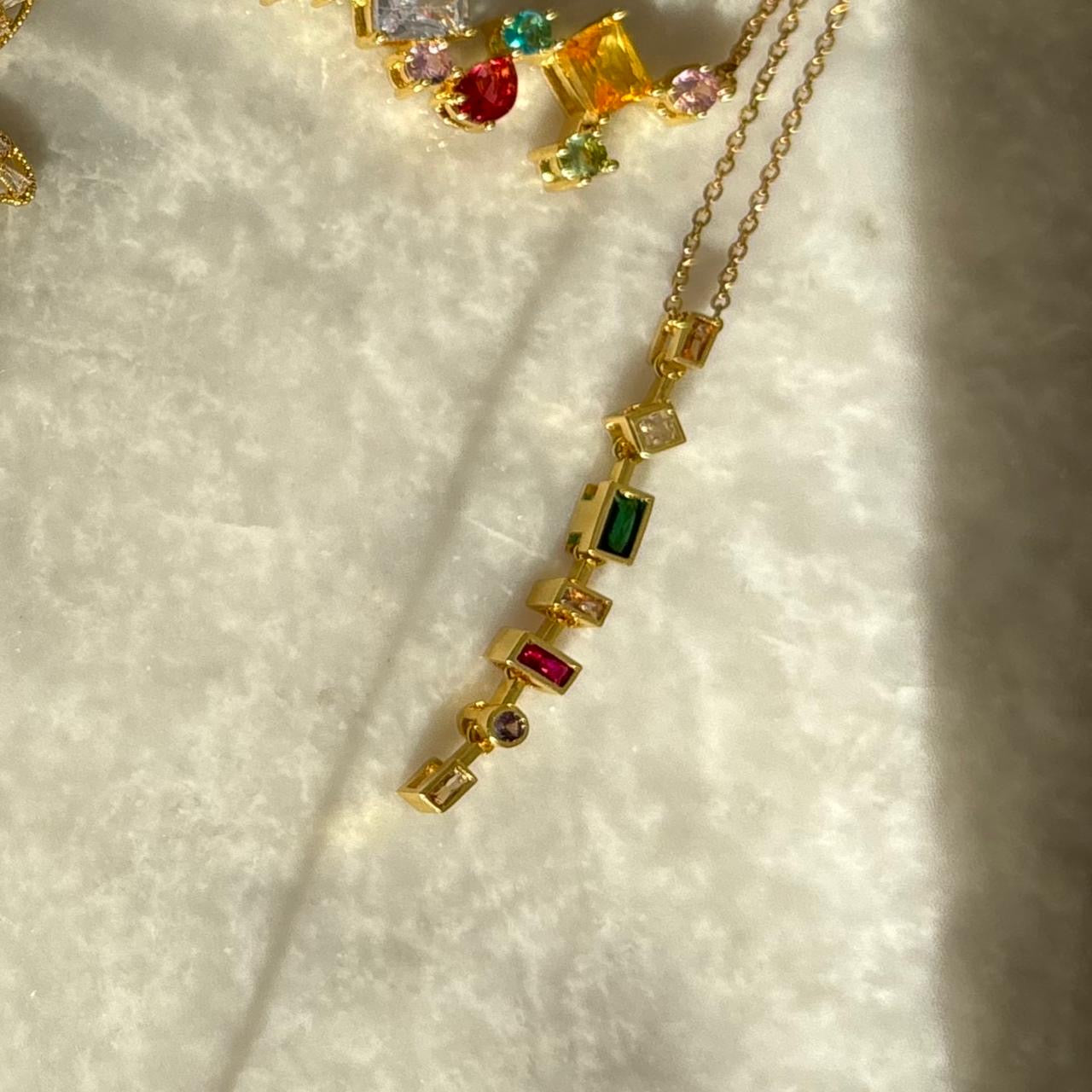 Multi Gem Lariat Necklace