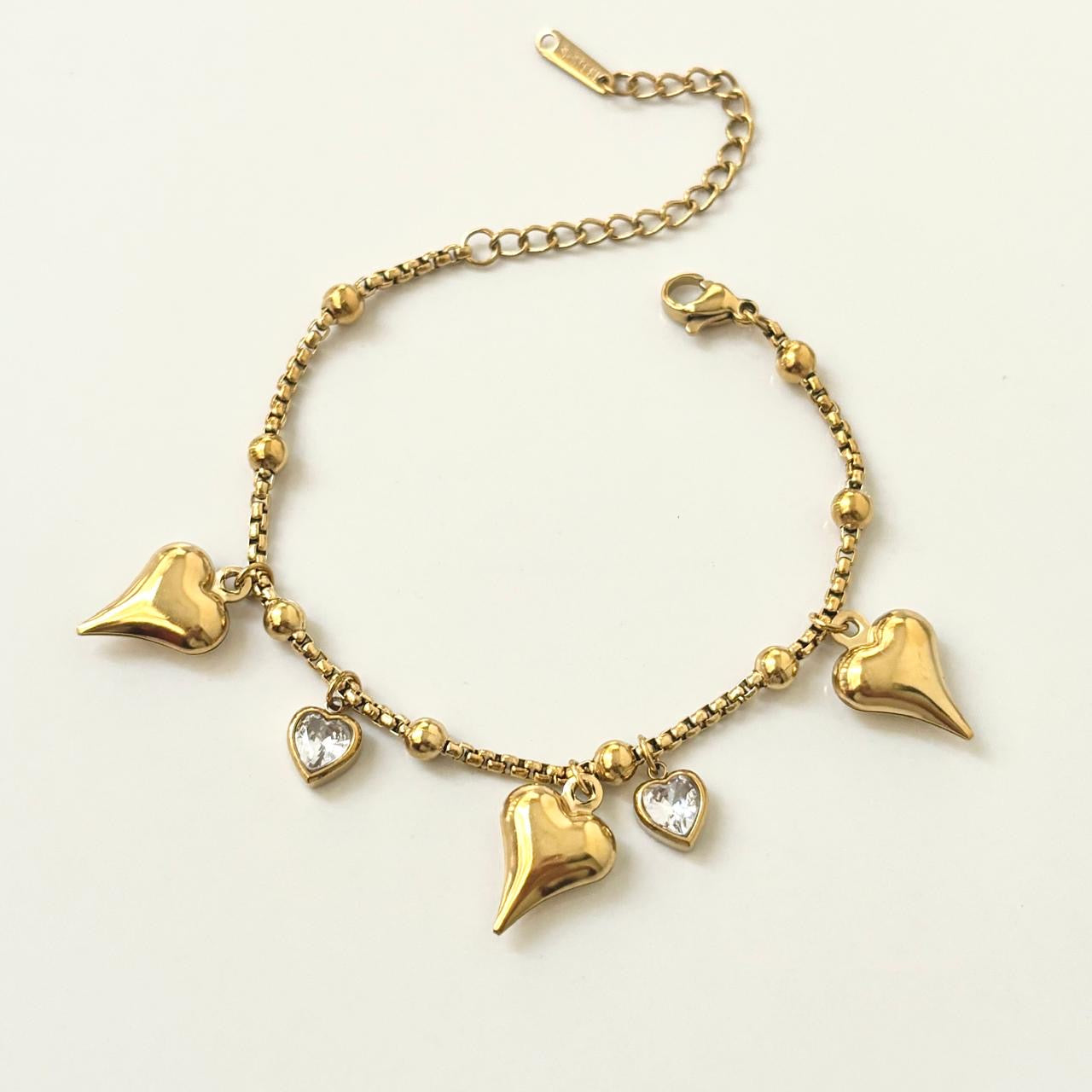 Amour Heart Cz Charm Bracelet